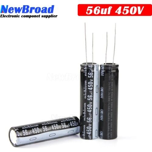 10PCS Original aluminum electrolytic capacitor 450V 56UF plug-in multi specification 56UF 450V 13*40MM Black-white