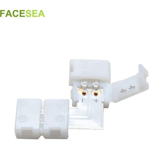 100sets/lot 8mm / 10mm 2 Pin L Shape PCB LED Connectors Solderless with 2pin clips for 12V 3528 / 5050 single color LED Strip