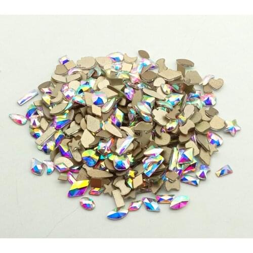 1440 pcs/pack Wholesale Colorful AB Crystals Stones Mulit-shapes Rhinestones For Nail Art Decorations Flat back Glass Diamonds