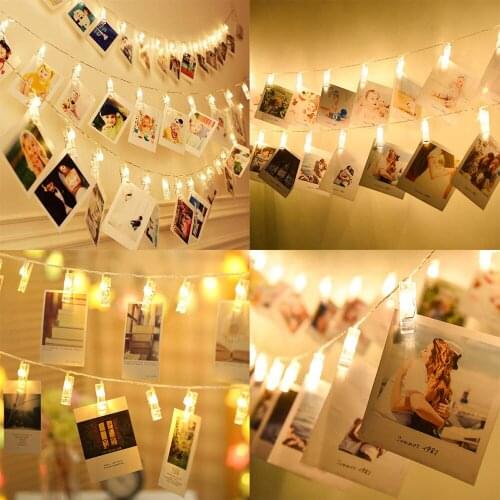 2M Copper Wire Light String Photo Folder USB& Battery Box Powered Warm White Lights for Christmas Wedding Decoration of Bedroom