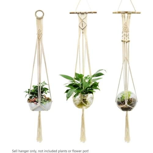 2019 Handmade Pot Holder Macrame Plant Hanger Hanging Planter Basket Cotton Rope Braided Craft Balcony Pot Indoor Outdoor Hanger