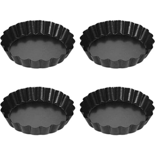 4 Pcs 4Inch Non-Stick Pie Pizza Pan Molds Tart Mould Cake Round Mould Pan Set Removable Bottom Mini Tart Pans Acuan Tart