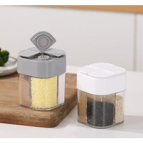 4 in 1 Seasoning Container Box Plastic Spice Salt Pepper Shakers Seasoning Jar Can Barbecue Cooking Condiment Jar Bottles