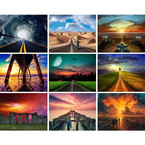 Beautiful Scenery 5D DIY Diamond Painting Cross Stitch Bridge Moon Highway Landscape Diamond Embroidery Home Decor Art