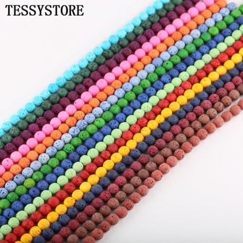 8mm Colored Volcanic Stone Beads Loose Spacer Stone Beads For Jewelry Making DIY Bracelet Necklace Accessories