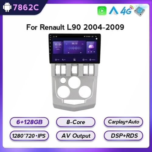 9inch Android Car Radio Multimedia Video Player For Renault Logan L90 2004-2009 GPS Serero Carplay 6G 128G Auto No 2 din DVD