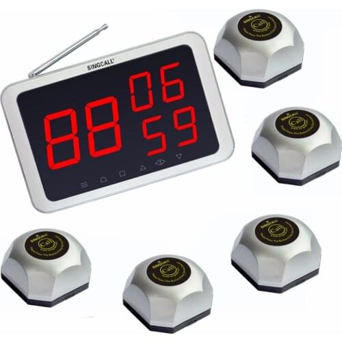 SINGCALL Wireless Call Service, for Factory, Bank, Hospital, 1 APE1300 Fixed Receiver with 5 Restaurant Bells