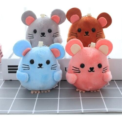 Cute 9cm Plush mouse toy , plush stuffed animal mouse doll with keychain