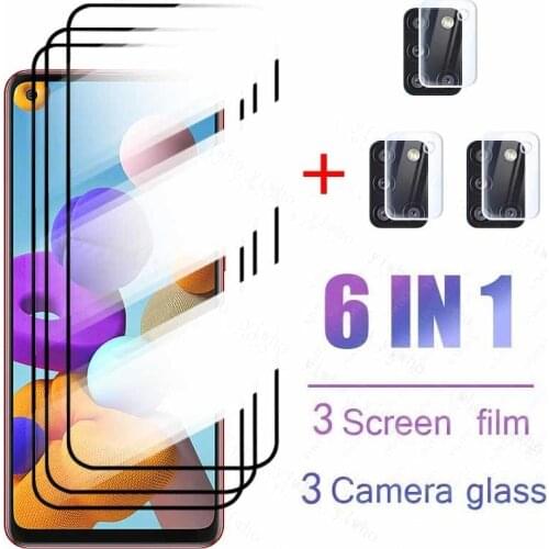 Case For samsung a21s Glass camera protective Glass For sasmung galaxy a21s a 21s A217F 6.5" screen protector tremp safety Film