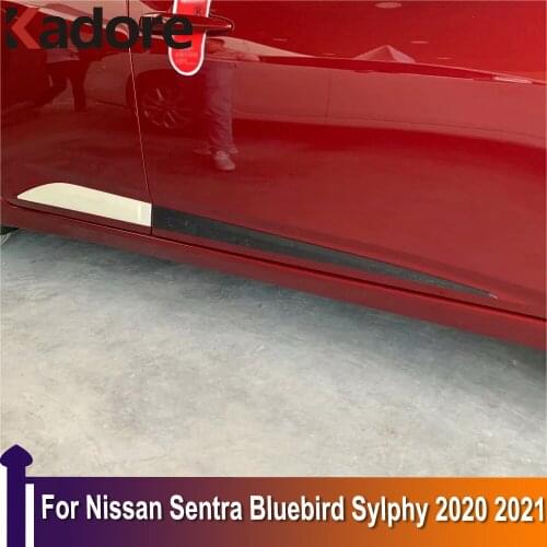 For Nissan Sentra Bluebird Sylphy 2020 2021 Chrome Side Door Body Molding Cover Trim Decoration Exterior Accessories