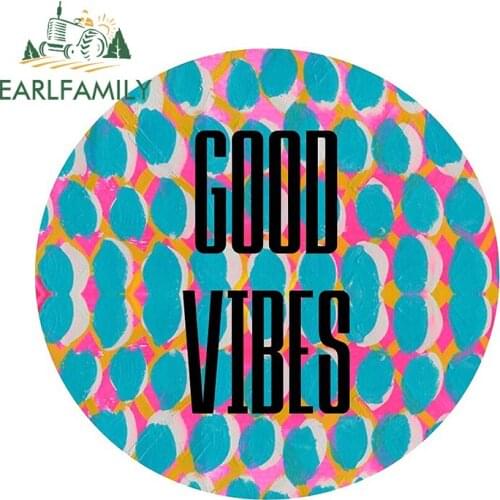 EARLFAMILY 13cm x 12.7cm For Good Vibes Car Stickers Graffiti Decal Waterproof Vinyl Material Occlusion Scratch Decoration