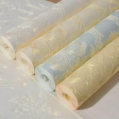 European Damas 3D three-dimensional relief non-woven self-adhesive wallpaper bedroom warm living room TV background wall paper