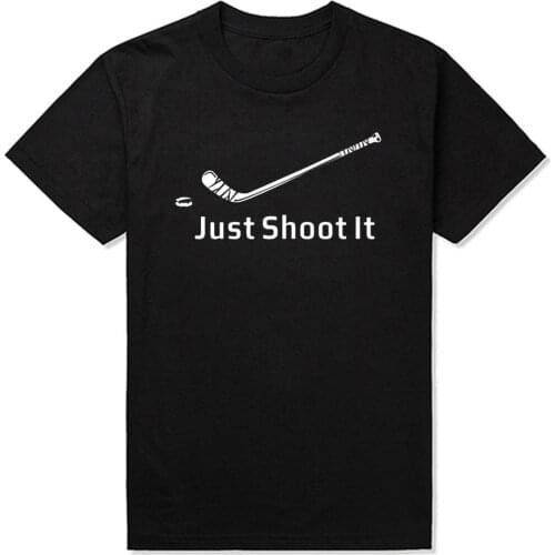 Eat Sleep Hockey Repeat T-shirt New Summer Just Shoot Ice Hockeyer T Shirt Men Casual Cotton Short Sleeve Funny Man Tshirt