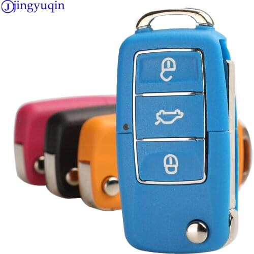 Jingyuqin 10ps 3 Button Folding Remote Car Key Case For Volkswagen VW Golf Passat Polo Jetta Touran Bora Sharan
