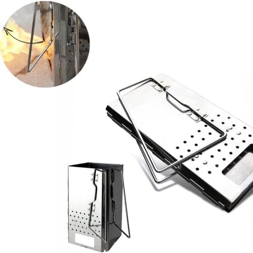 Camping Wood Stove Outdoor Folding Wood Stove Burner Barbecue Furnace Backpacking Cooking Picnic Blower Stainless steel BBQ Tool