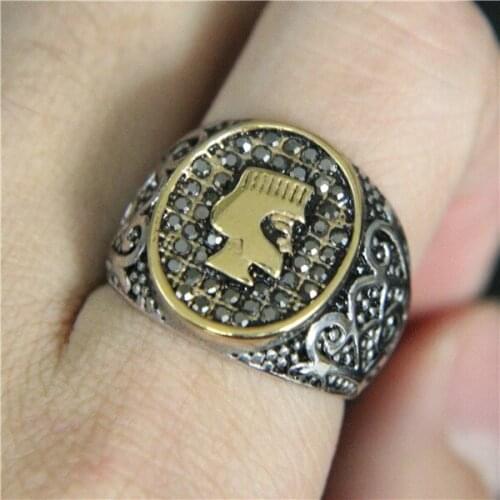 Band Party Hot Golden Pharaoh Ring 316L Stainless Steel Ring Cool Punk Style Fashion Oval Golden Stone Ring