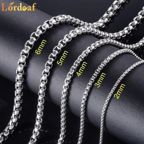 Stainless Steel Silver Round Box Chain 2mm-6mm Men And Women Fashion Jewelry High Quality Wholesale Custom