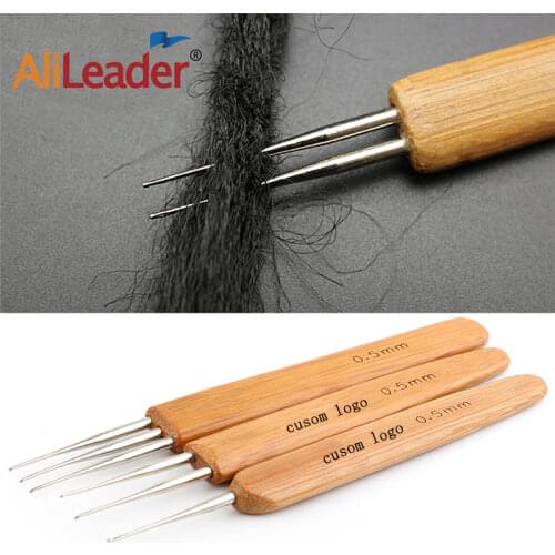 Alileader 0.75mm Double Head Dreadlock Wood Handle Crochet Needle Hook For Dreadlocks Braids Hair Making Needle Tools For Dreads