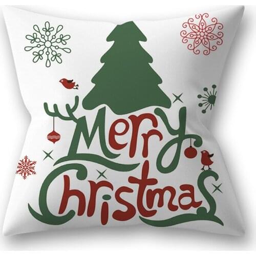 Cartoon Christmas Series Cushion Cover Single-sided English Word Elk Printing Polyester Red Fluffy PillowcaseCar Sofa Decoration
