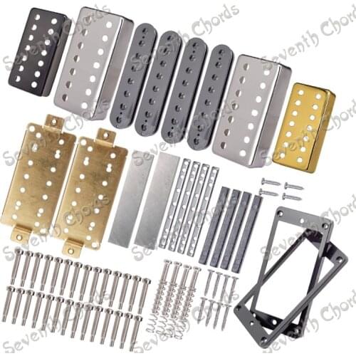 A Set 7 String Guitar Humbucker Kits Producing Accessorie with 14 Hole Pickup Cover/ magnetized Alnico 5 Bar Magnet