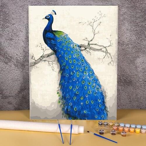 Animal Peacock Paint By Numbers Package Oil Paints 40*50 Canvas Painting Handmade For Wholesale
