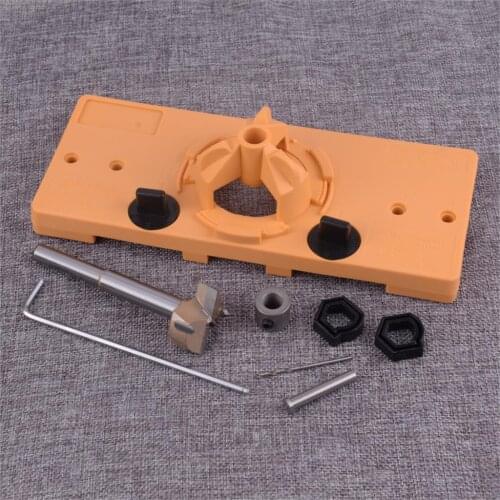 LETAOSK 35MM Yellow Cup Style Concealed Hinge Jig Guide Set Boring Hole Template Bit Drill Woodworking Accessories