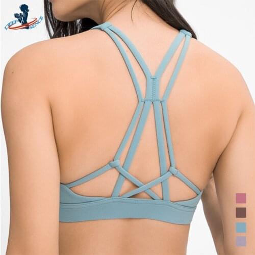 DEEPSENCE 2021 NEW Womens Sports Active Bra Without Bones Jogging Top Gym Push Up Fitness Clothes Female Yoga Backless Corse