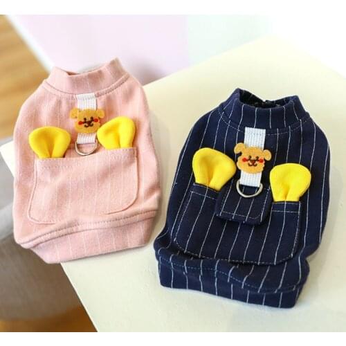 Pet dog clothes spring and summer thin clothes Teddy cat bixiong Bomei small dog chest back traction rope ring buckle vest