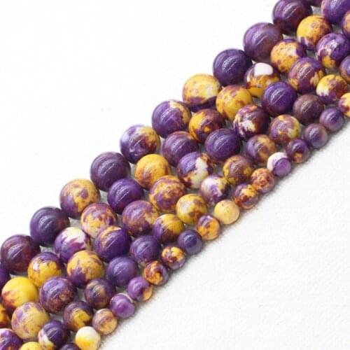 Wholesale 6,8,10,12mm Purple Snow Jaspers Round Loose Beads 15" bjf16, For Jewelry making, can mixed wholesale