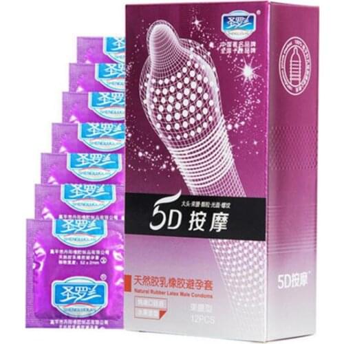 12pcs Premium Natural Latex Condoms Ultra Thin Penis Sleeve 5D Massage Condoms Contraception Adult Sex Toys For Men