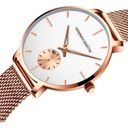 Drop Shipping 33mm Designer 2021 Luxury Japan Quartz Movement Waterproof Women Rose Gold Stainless Steel Mesh Band Ladies Watch