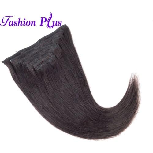 Brazilian Machine Made Remy Hair Straight 100%Natural Human Hair Clip In Extensions 7 Pieces/Set 120g 16-22 Inch