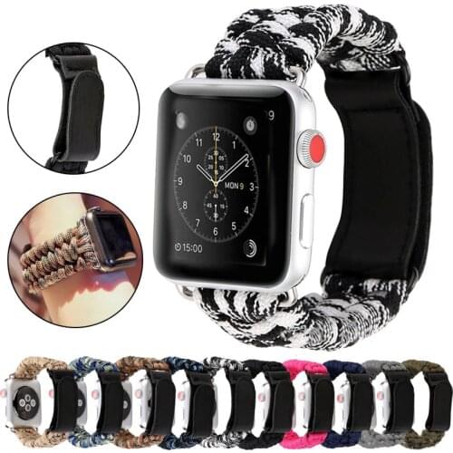 Strap For apple watch band 44mm 40mm for iwatch 38mm 42mm Survival Rope watchband bracelet for applewatch serie 6 se 5 4 3 Loop