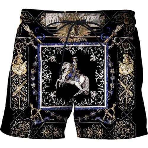New Men Shorts Summer Fashion Luxury Cool 3D Print Beach Pants knight Briefs For Men Swim Trunks Shorts Beachwear Men clothing