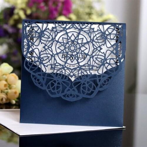 Blue shimmer wedding card holder marriage birthday party invitation card pocket 100pcs