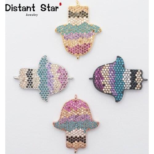 1.08*0.85in Diy Mushroom Copper Multicolored Jewelry Connector Zircon Necklace Bracelet Earrings Connector Micro Inlay Hole