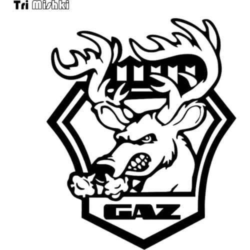 Tri Mishki HZX702 15*18cm angry deer pattern for GAZ Gazelle funny car sticker Vinyl Decals Motorcycle Accessories Stickers