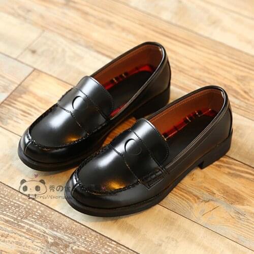 Japanese Heart Shape Student College Style Vintage Sweet Lolita Shoes Flat with Performance Shoes jk Uniform Shoes Brown Black