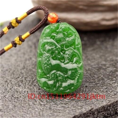 Jewelry Women Carved Green Natural Chinese Fashion Hand Gifts for Jadeite Jade Men Sheep Necklace Charm Pendant Amulet