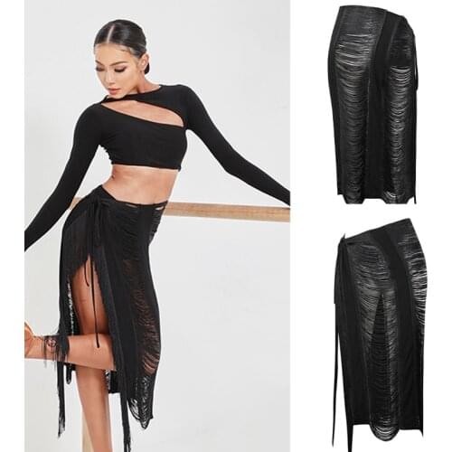 Latin Dance Costumes Practice Clothes Long Sleeve Top Women Irregular Skirt Sets Performance Clothes Latin Dance Skirts SL4290
