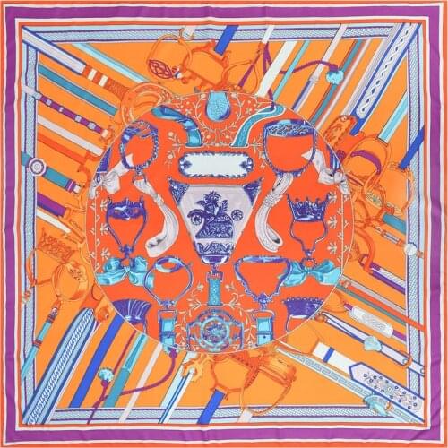 130cm Woman Scarf Shawl 100% Twill Silk Scarf Square Scarf Saddle Melt Print Neckerchief Bandana Headband Hijab Scarves & Wraps