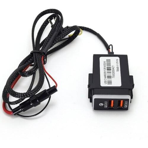 1PC Double USB Charger Car Interface Socket Double Connector Double QC3.0 Voltage Display For NISSAN SUNNY