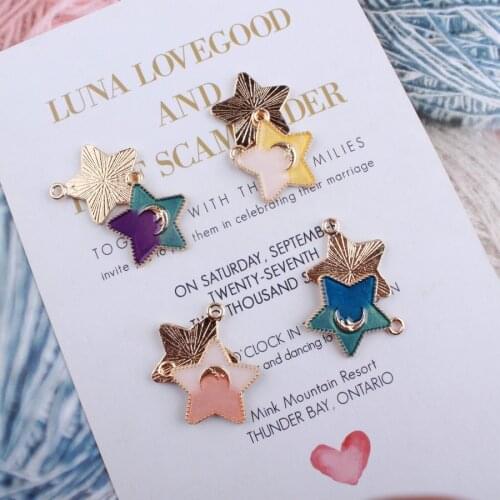 10Pcs/Lot Beautiful Star Moon 20*22mm Oil Drop Charms Pendant Fashion Jewelry Accessories Fit Bracelet Necklace