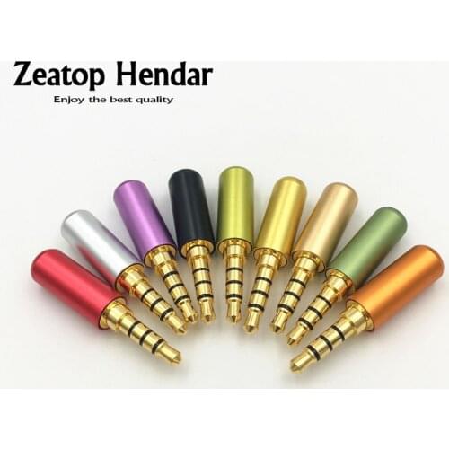 100Pcs Colorful Aluminum New 3.5mm Male 4 Pole Stereo Plug Headphone Jack Audio Connectors Repair Headphone Cable Solder
