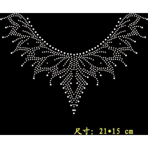 2pc/lot necklinesticker hot fix rhinestone transfer motifs iron on crystal transfers design rhinestone motif designs