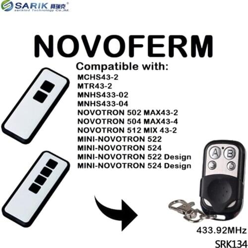 2PCS Novoferm Mini-Novotron 522, 524 Compatible Remote Control 433.92MHz gate control Novoferm rolling code garage door opener