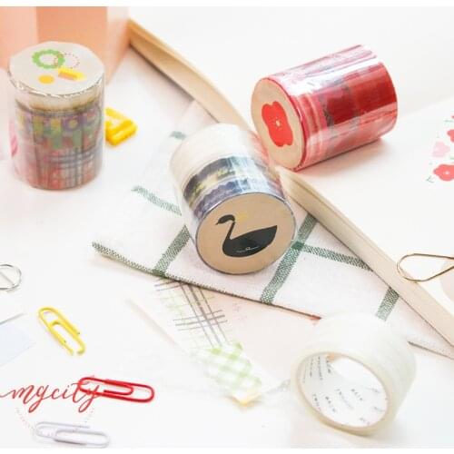3pcs Country Roads Paper Washi Tape Set Courtyard Flower Swan Pastoral Pattern Adhesive Masking Tapes Decoration Stickers A6170