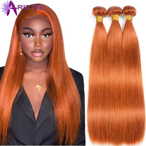 30 inch Straight Hair Bundles Orange Ginger Color Peruvian Hair Bundles Remy Human Hair Weave P4/27 Silky Hair 1/3/4 pieces