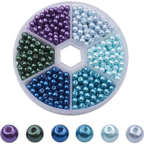 650pcs/box 4mm Glass Pearl Bead Sets Pearlized Round Loose Beads Mixed Color for DIY Jewelry Craft Making