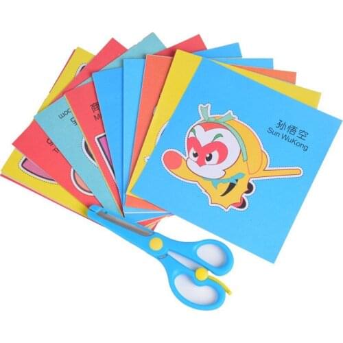 DIY Colorful Paper 96pcs Children Cartoon kingergarden Kids Educational Art Craft with scissor Tools Gifts Cutting Folding Toys